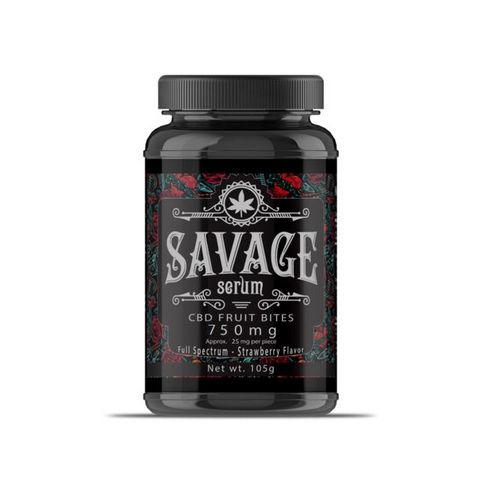 Savage Serum 750mg Strawberry CBD Fruit Bites Wholesale